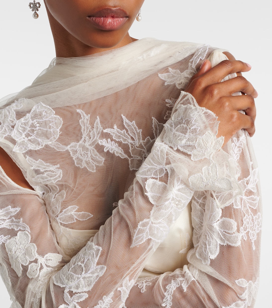 Bridal Esme lace-trimmed silk and wool gown | Danielle Frankel