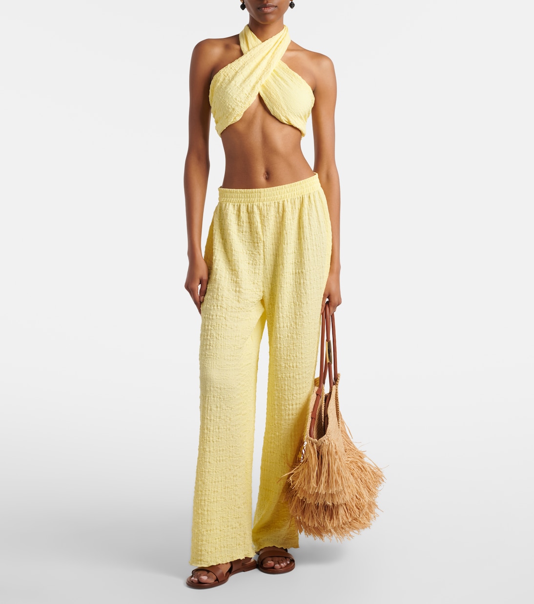 Mika seersucker wide-leg pants | Jade Swim