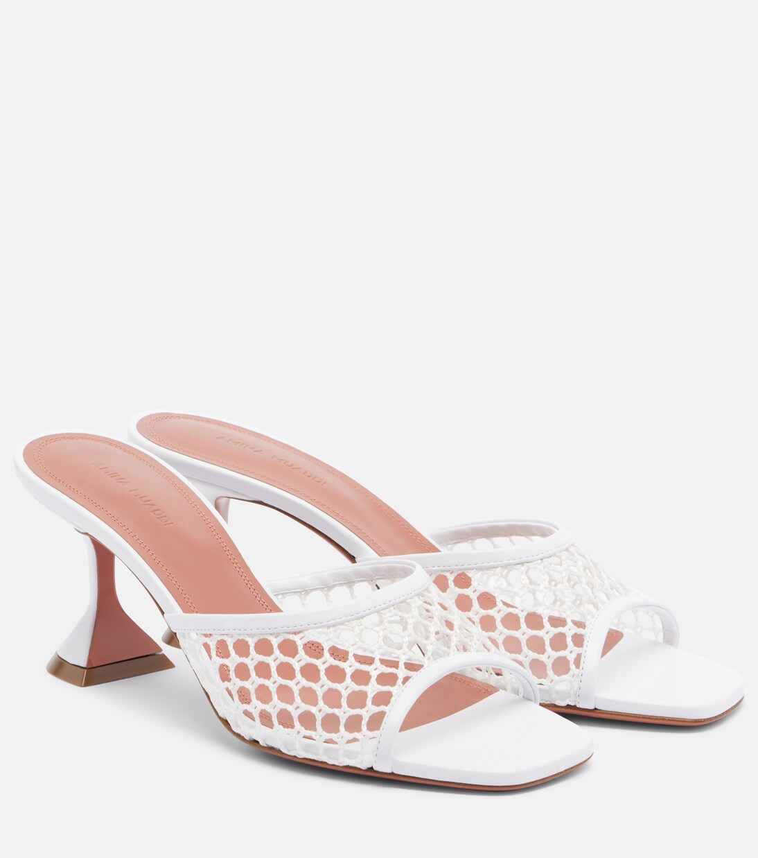 Lupita leather-trimmed mesh mules | Amina Muaddi