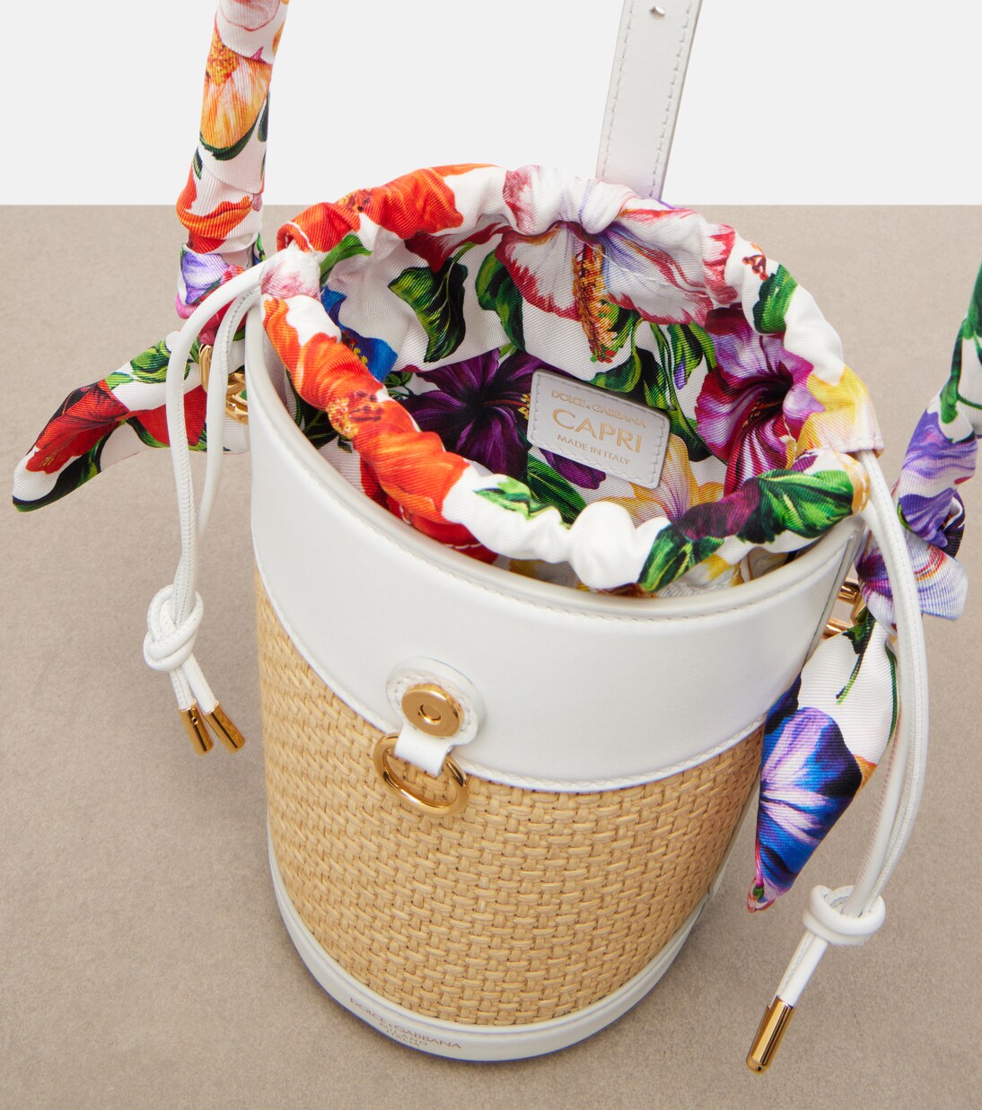 Bucket Bag Secchiello Small aus Raffiabast | Dolce&Gabbana