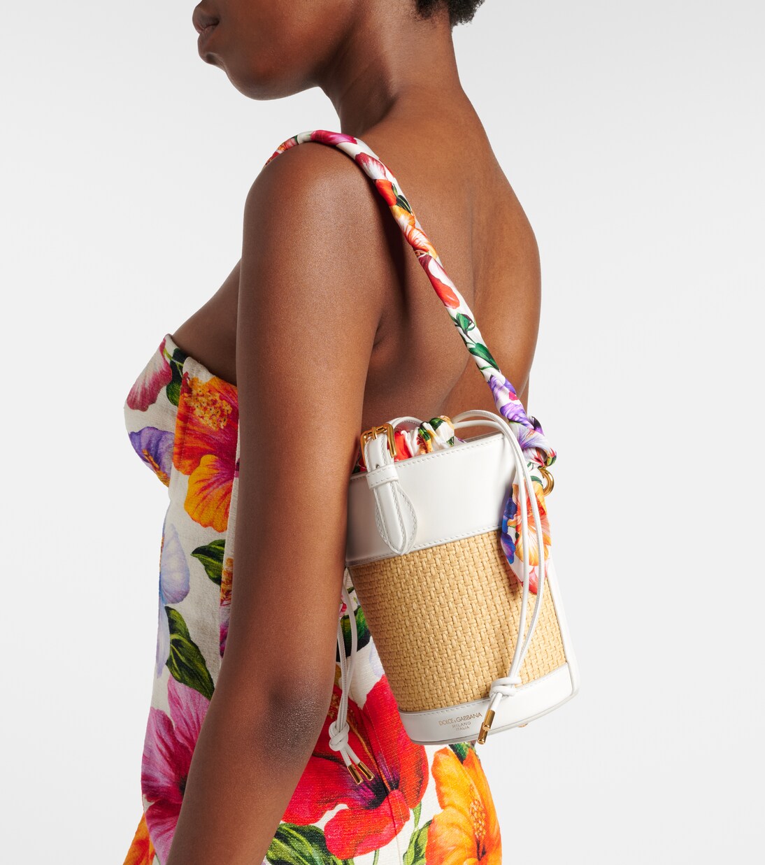 Bucket Bag Secchiello Small aus Raffiabast | Dolce&Gabbana