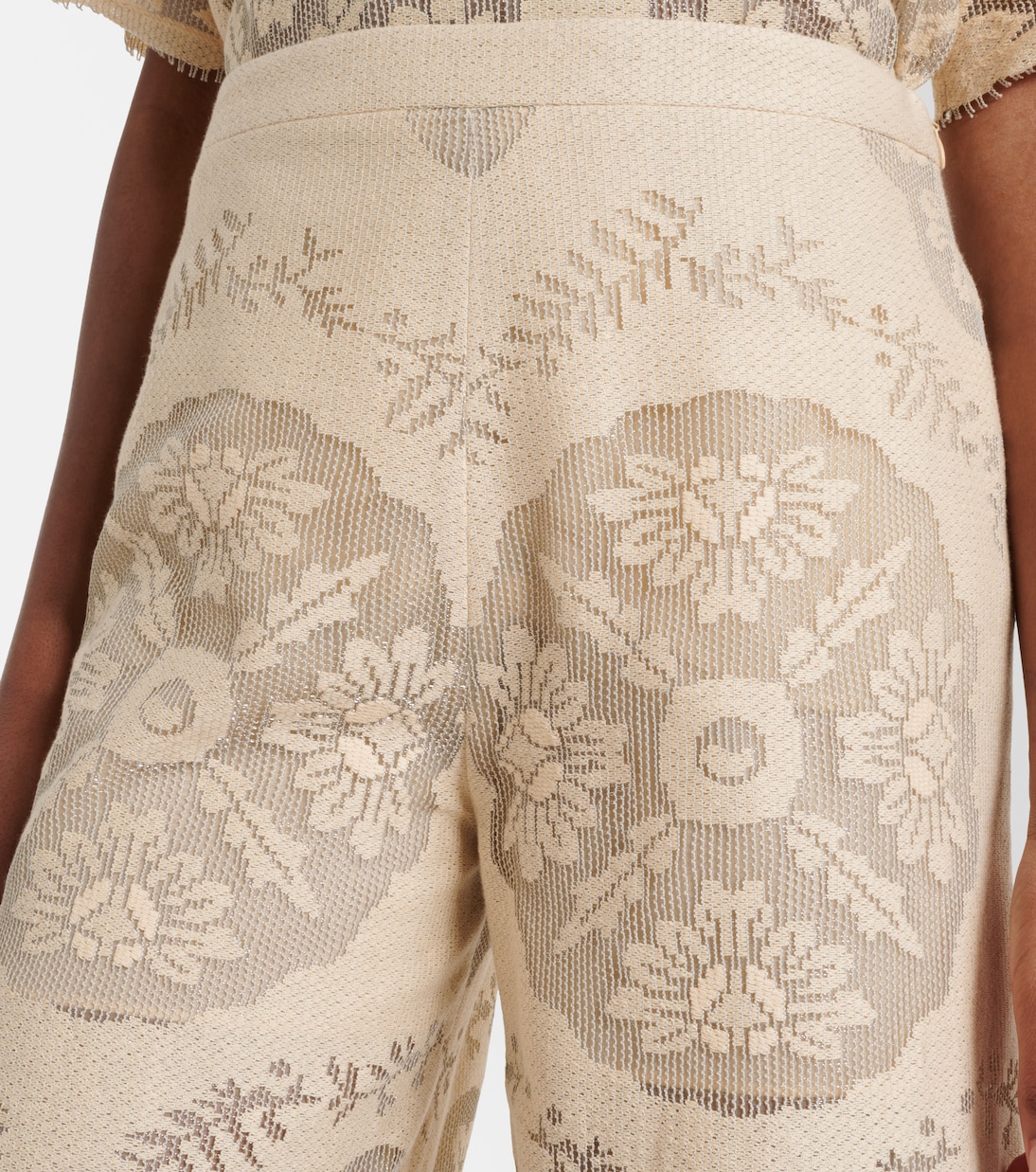 Embroidered cotton-blend wide-leg pants | Valentino
