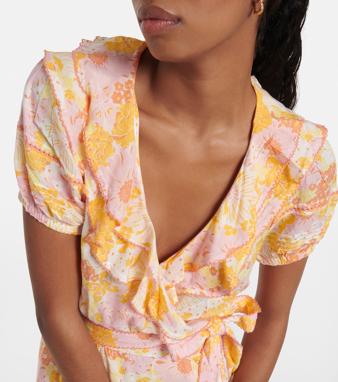 Robe portefeuille Aude à fleurs | Poupette St Barth