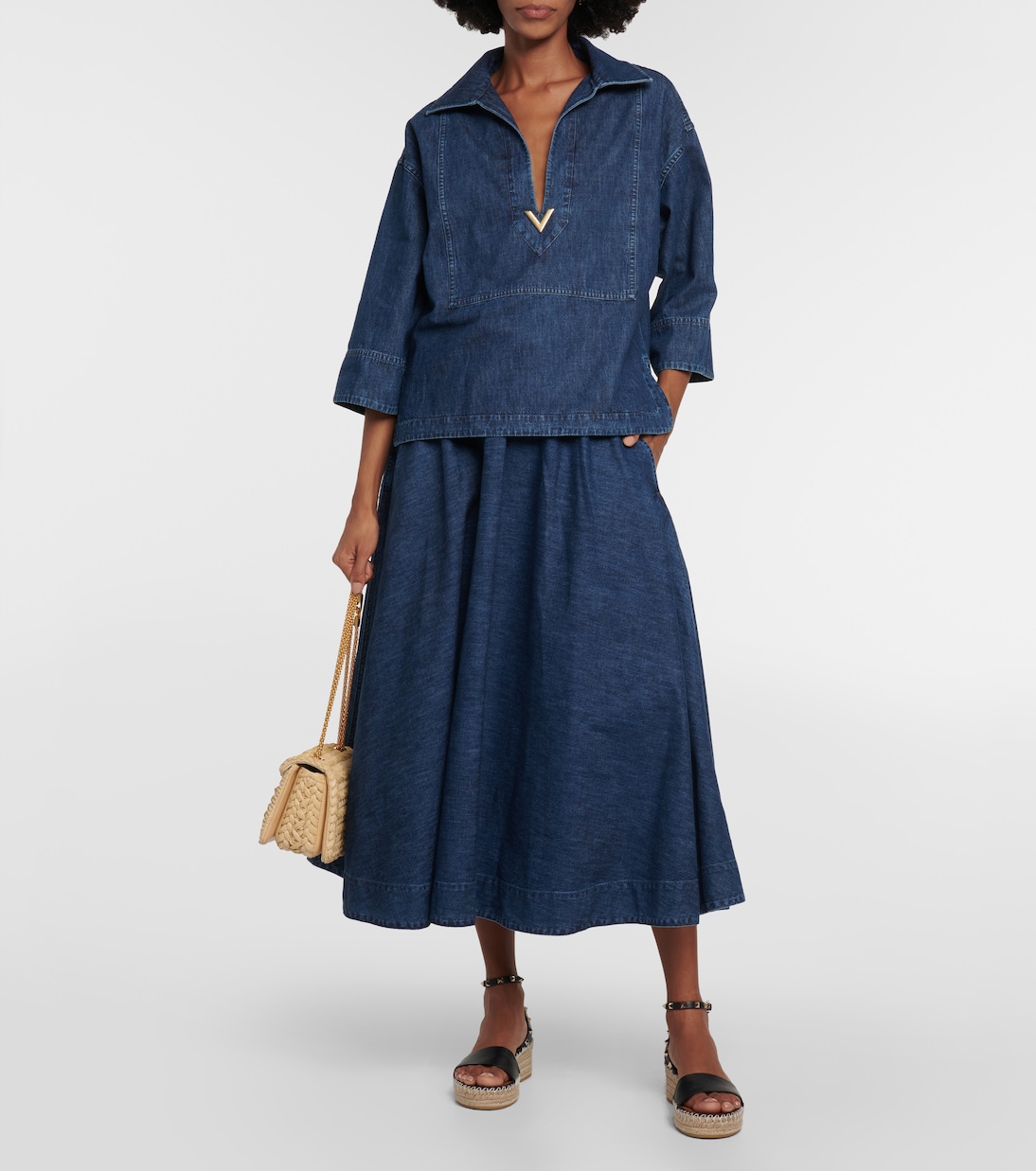 Espadrilles compensées Rockstud en cuir | Valentino Garavani