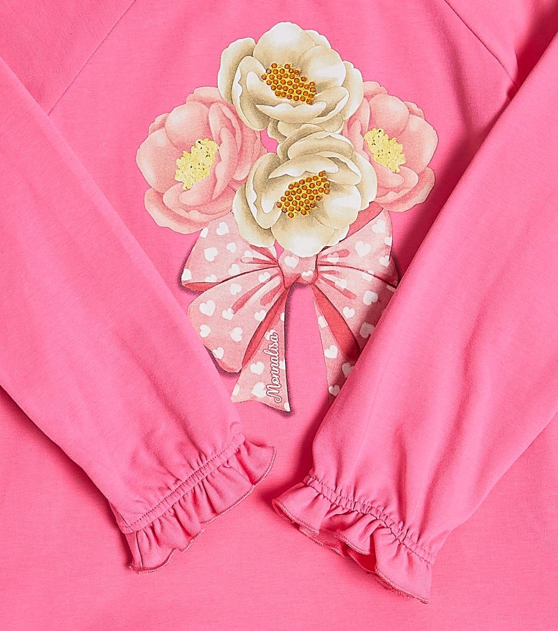 Tulle-trimmed printed jersey dress | Monnalisa