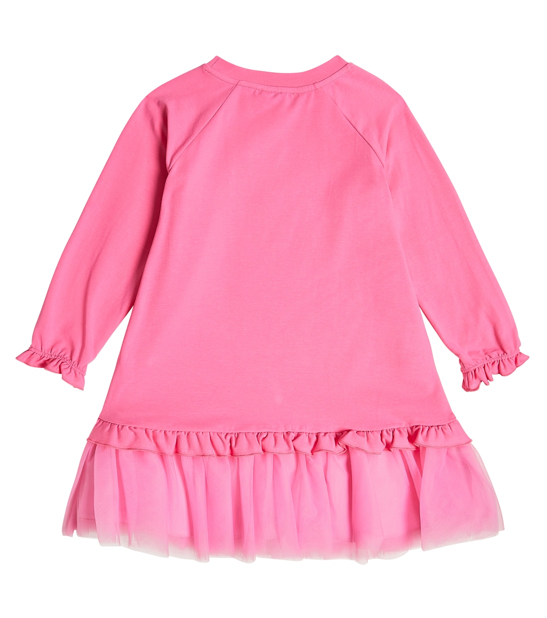 Tulle-trimmed printed jersey dress | Monnalisa