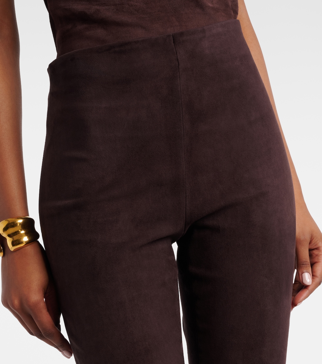 High-Rise-Schlaghose Cherilyn aus Veloursleder | Stouls