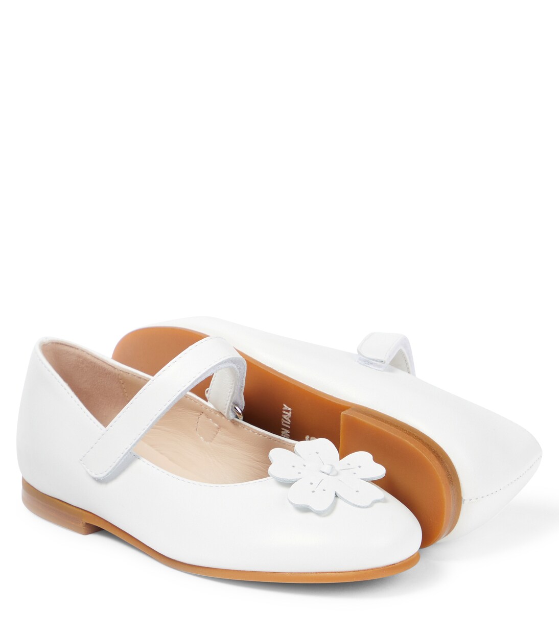 Floral-appliqué leather Mary Jane flats | Il Gufo