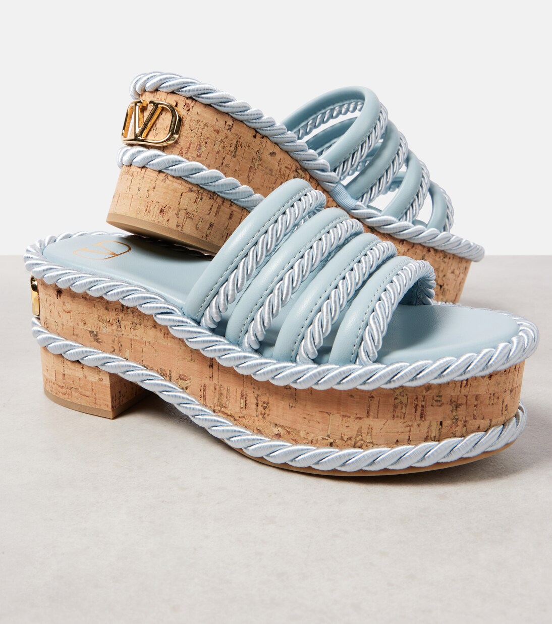 VLogo Summerblocks leather platform mules | Valentino Garavani