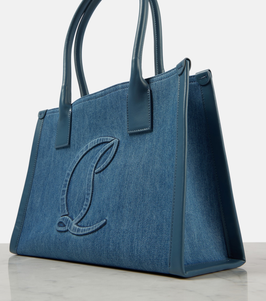By My Side E/W Large denim tote bag | Christian Louboutin