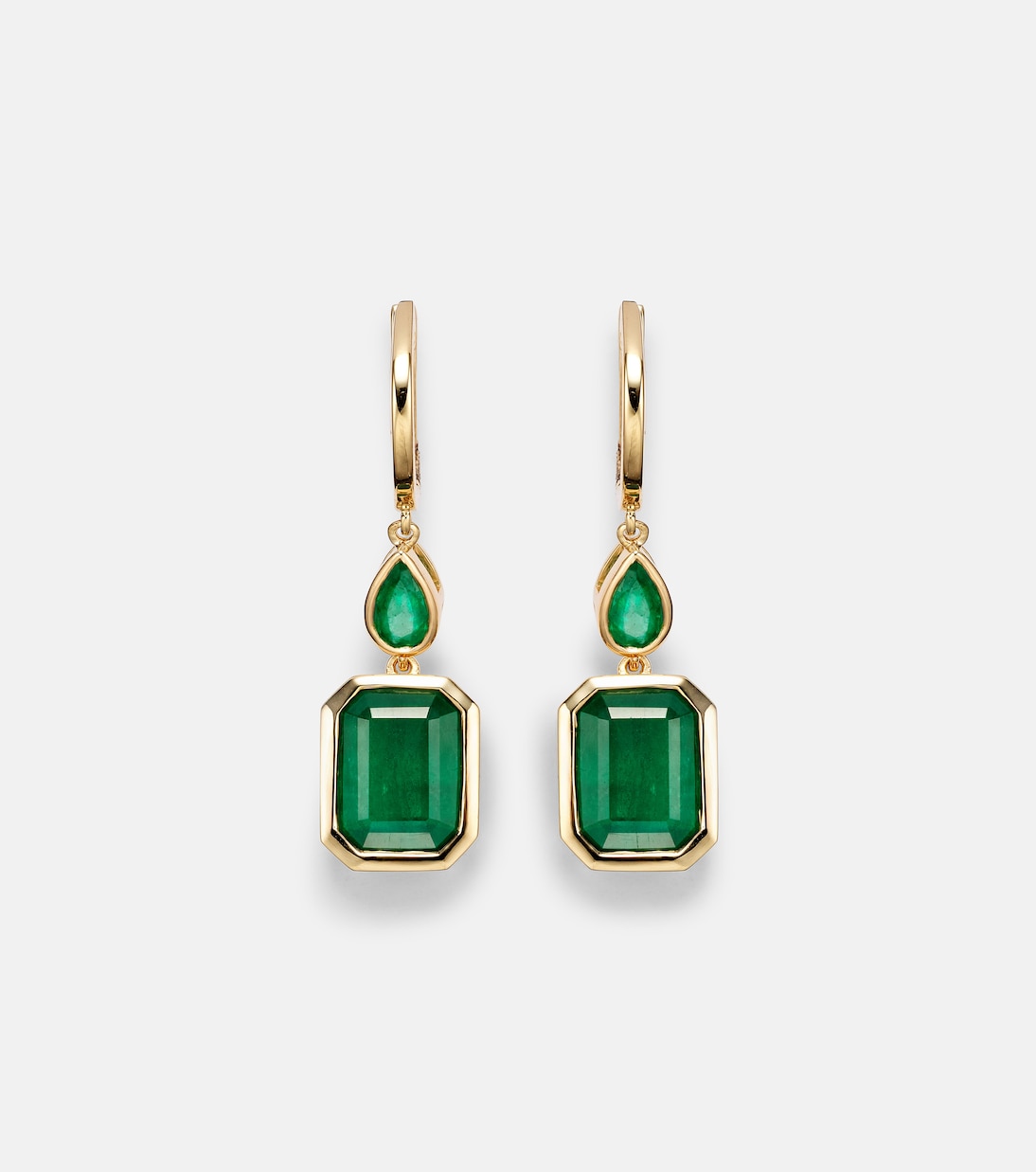 Illusion 18kt gold drop earrings with emeralds | Shay Jewelry