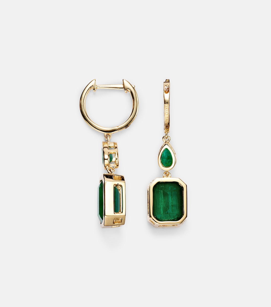 Illusion 18kt gold drop earrings with emeralds | Shay Jewelry