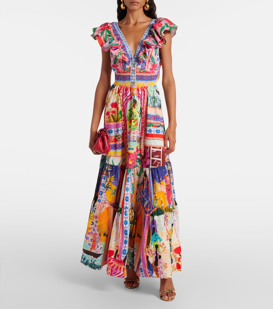 Vestido largo de algodón con abertura | Camilla