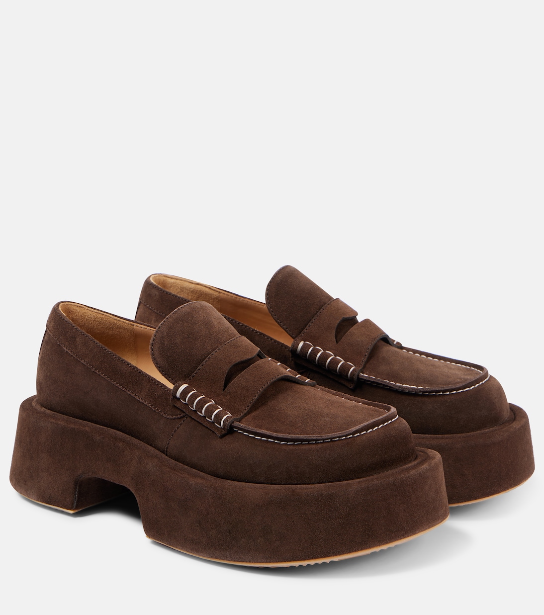 Suede platform penny loafers | JW Anderson