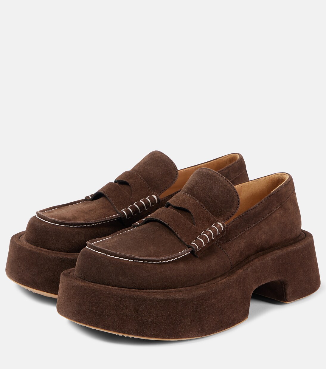 Suede platform penny loafers | JW Anderson