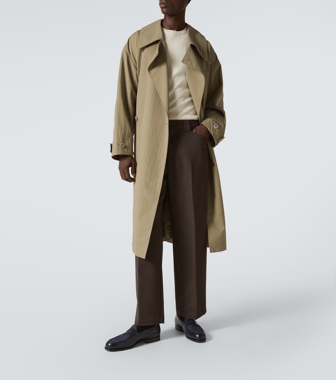 Lopez leather and denim penny loafers | John Lobb