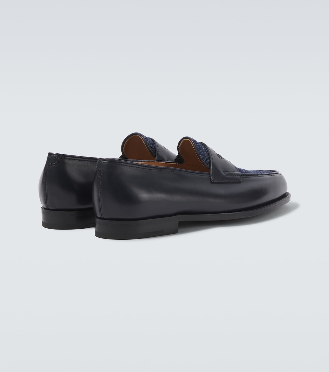 Lopez leather and denim penny loafers | John Lobb