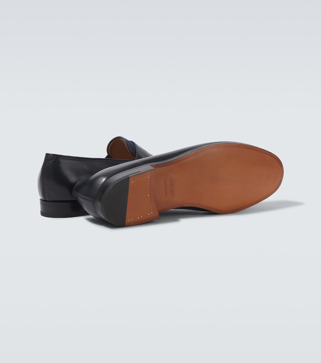 Lopez leather and denim penny loafers | John Lobb