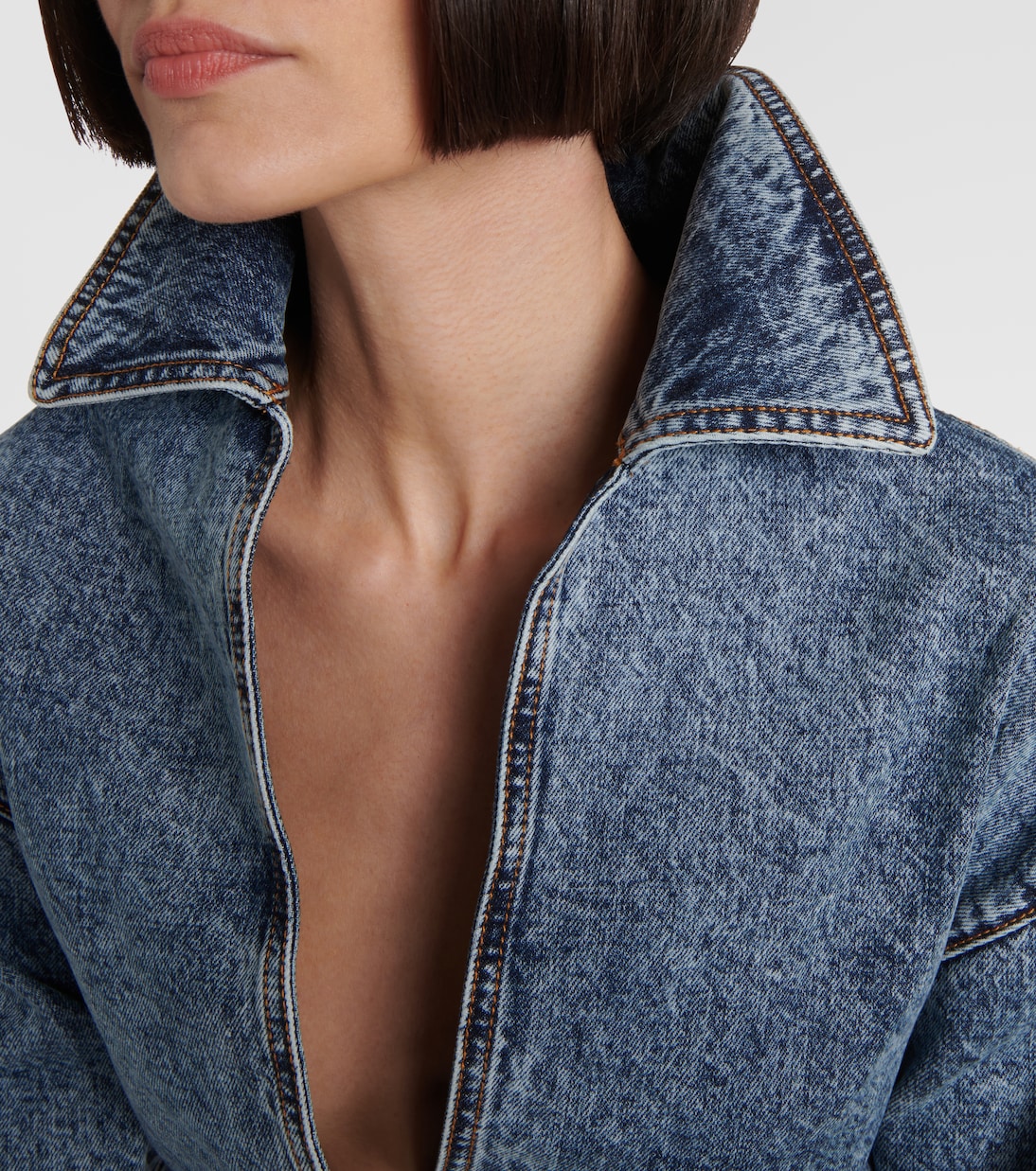 Asymmetric cropped denim jacket | Alaïa