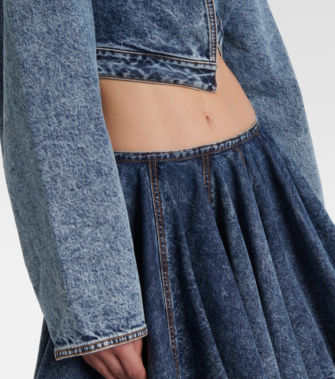 Asymmetric cropped denim jacket | Alaïa