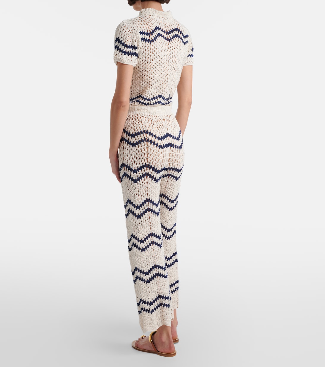 Pantalon ample Nautical en crochet de coton | Anna Kosturova