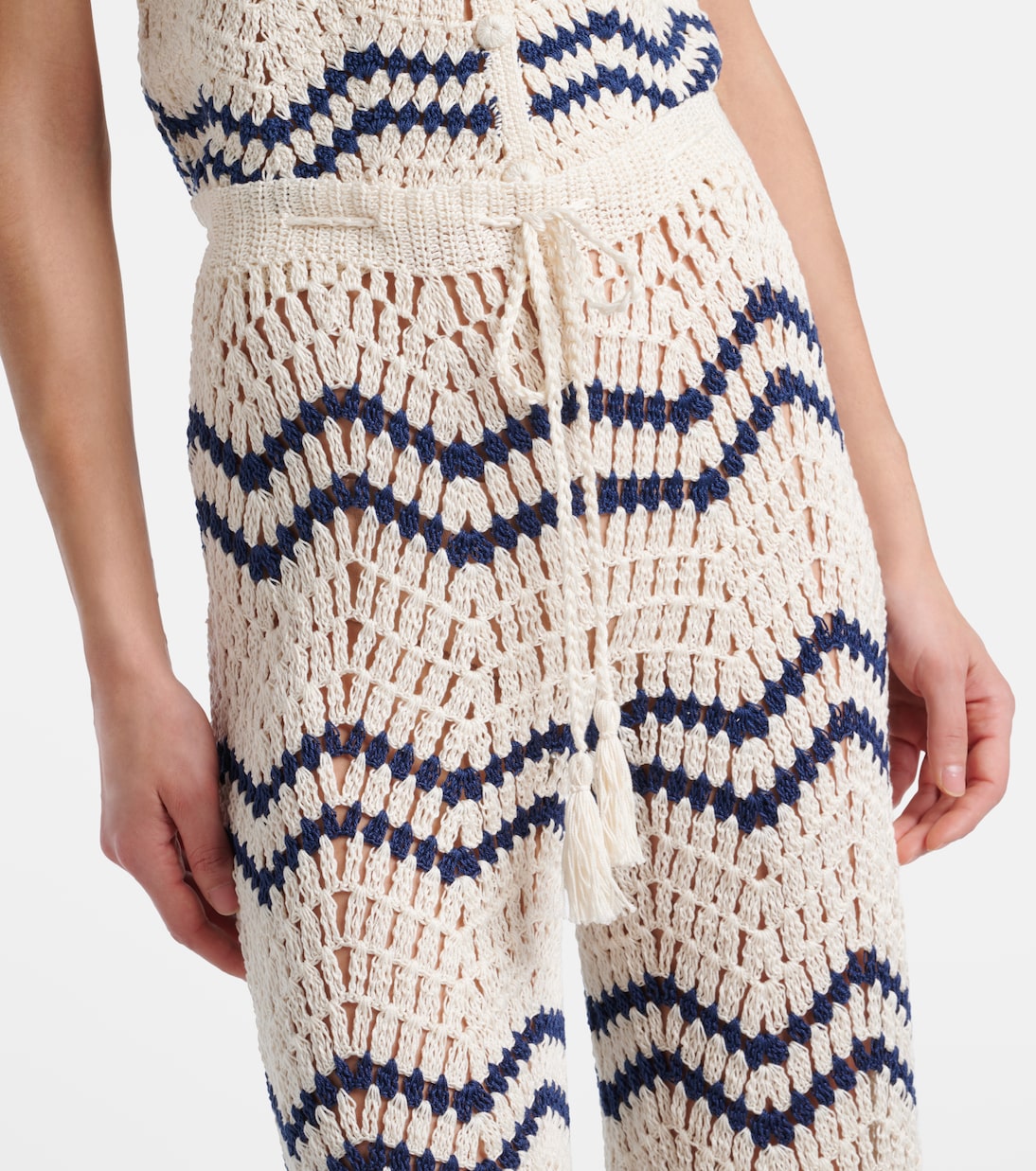 Pantalon ample Nautical en crochet de coton | Anna Kosturova