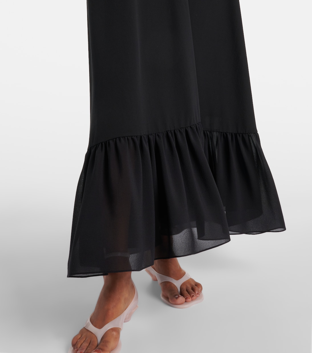 Vestido midi de chifón de seda con encaje | Chloé