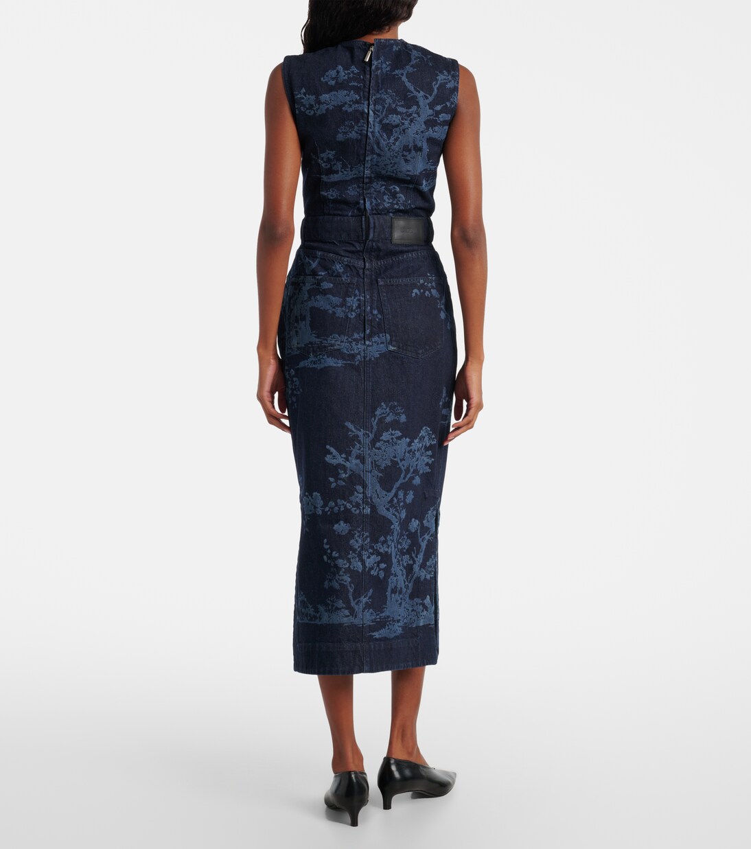 Robe crayon imprimée en jean | Erdem