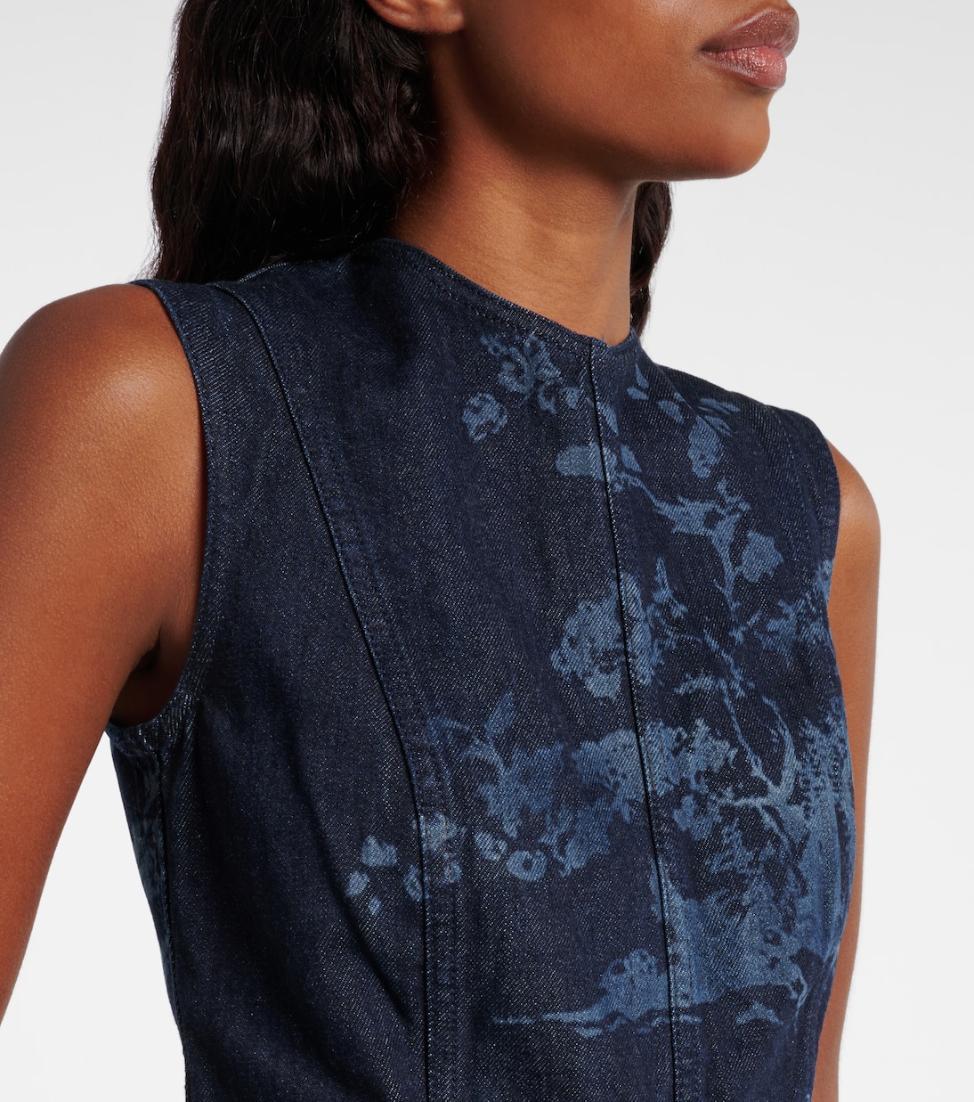 Robe crayon imprimée en jean | Erdem