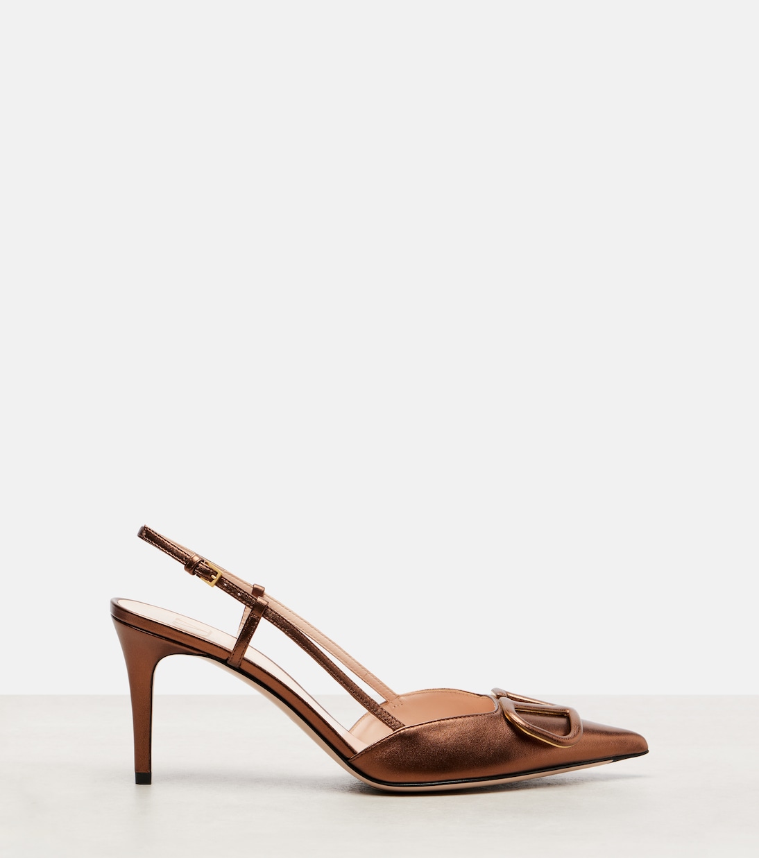Slingback-Pumps VLogo Signature 80 aus Metallic-Leder | Valentino Garavani