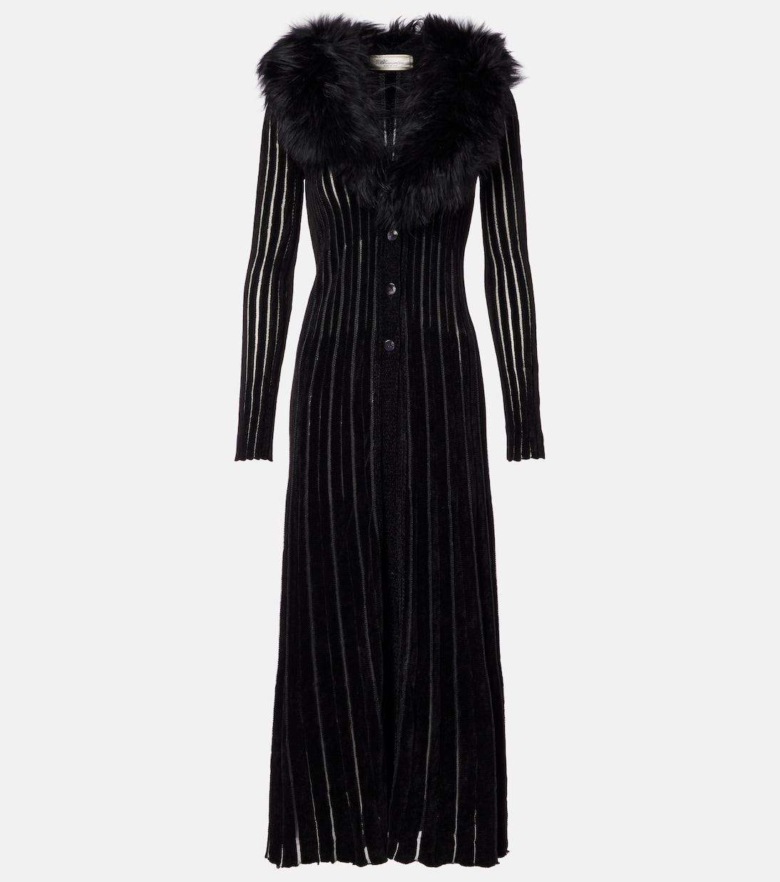 Vestido largo a rayas con borrego | Blumarine