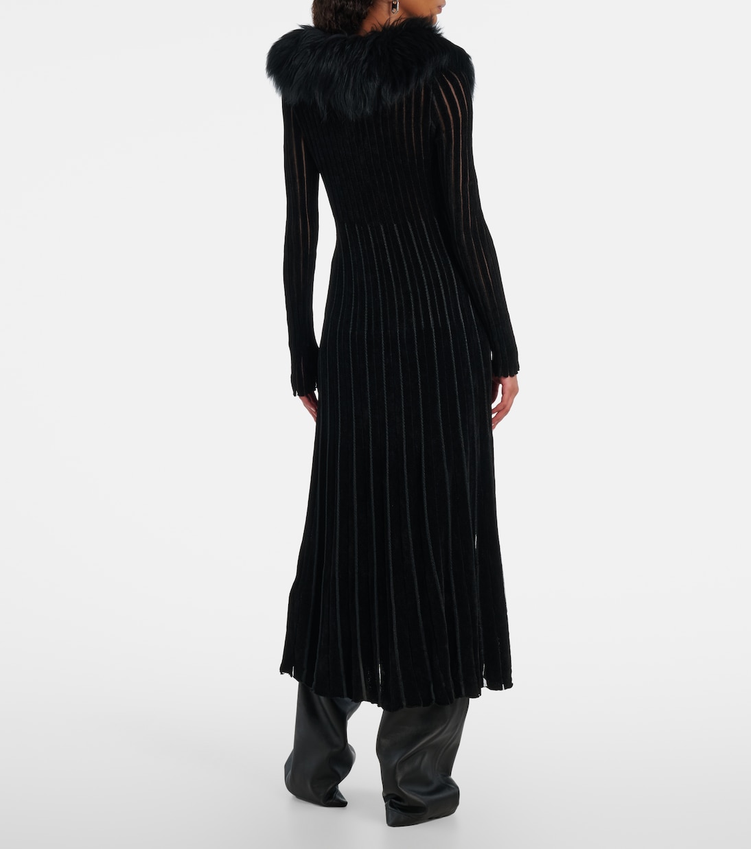 Vestido largo a rayas con borrego | Blumarine