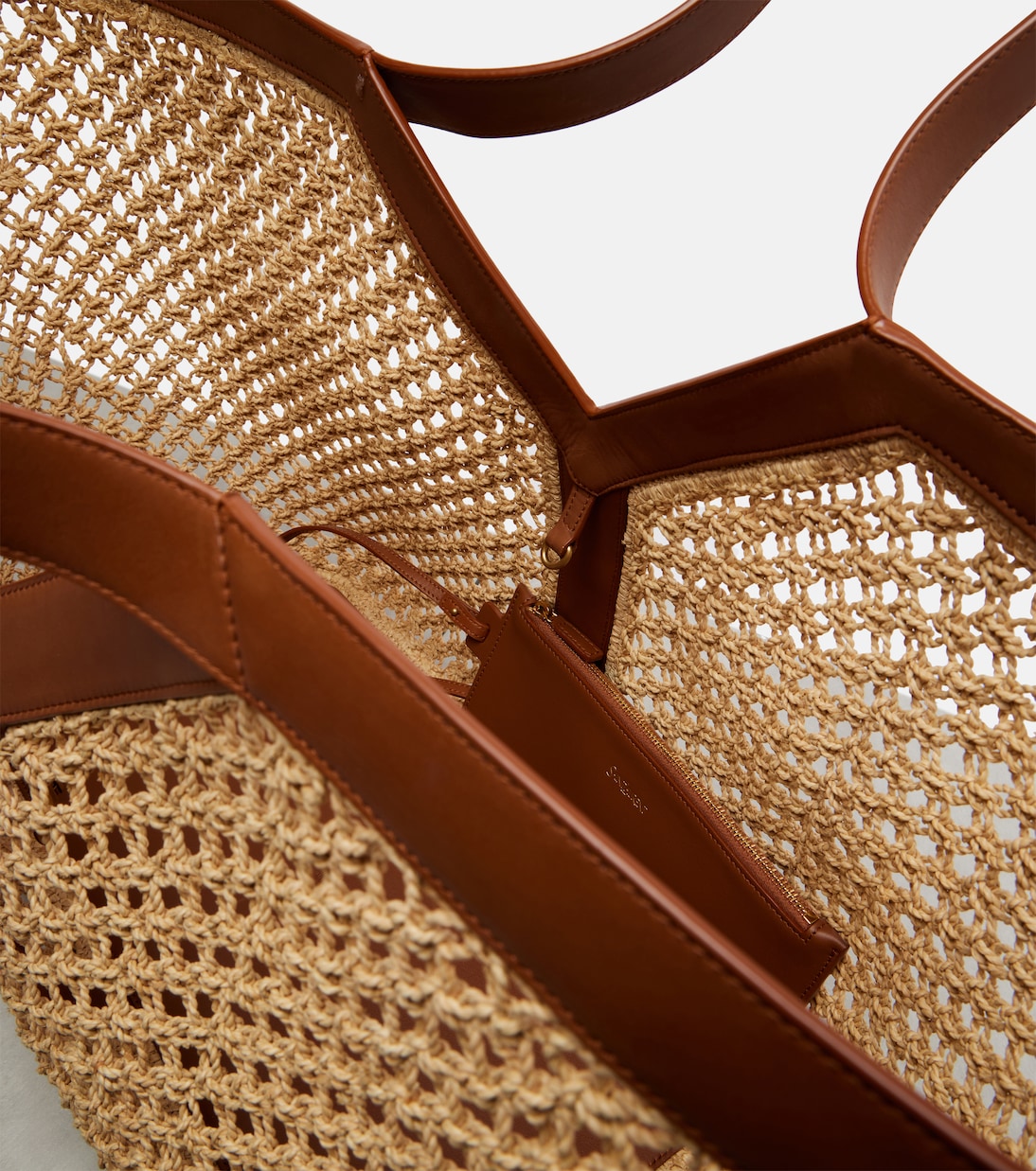 Shopper Y in rafia con pelle | Saint Laurent