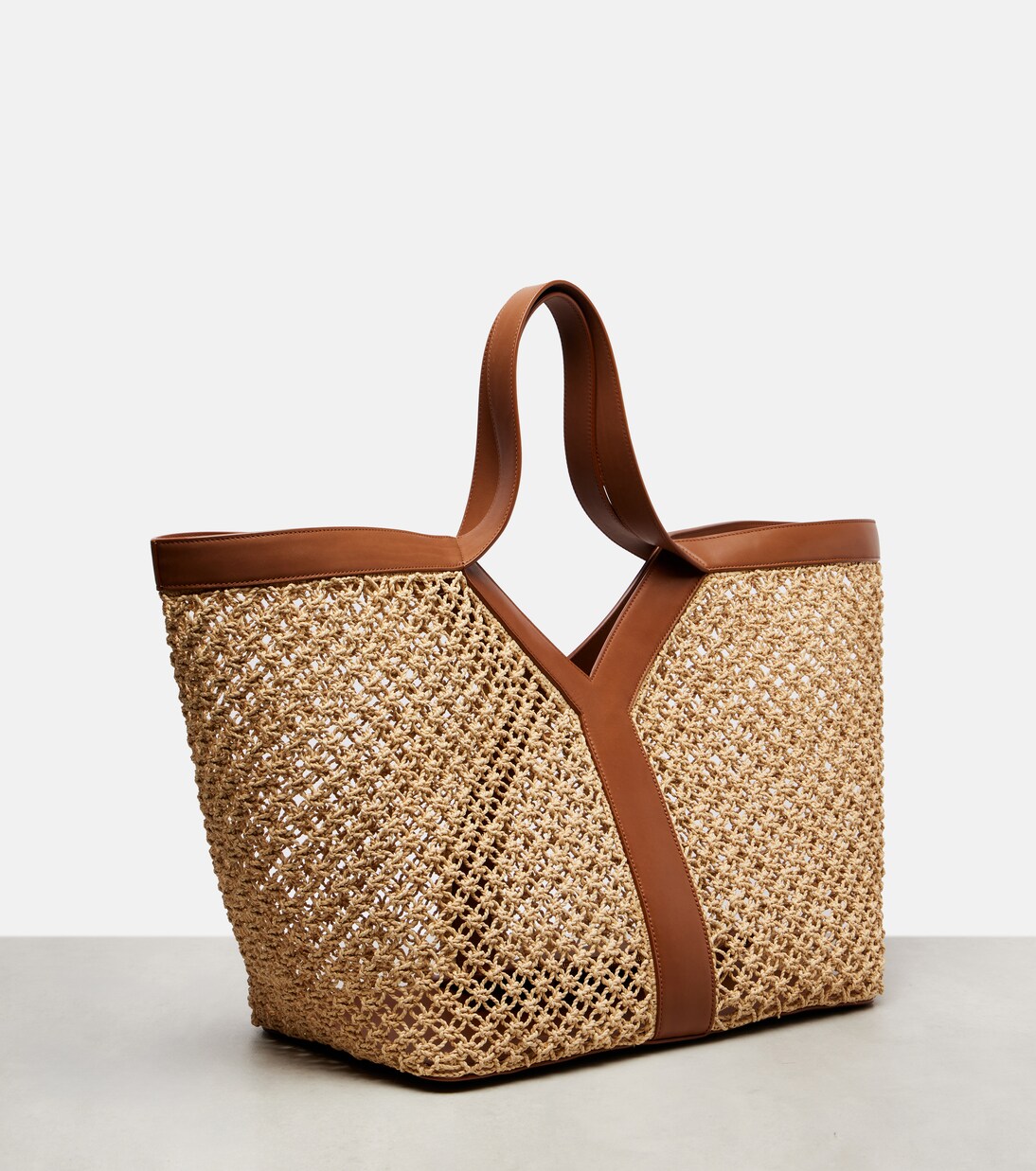 Shopper Y in rafia con pelle | Saint Laurent