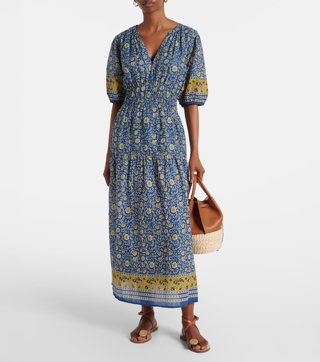 Robe longue Natalia en coton à fleurs | Velvet