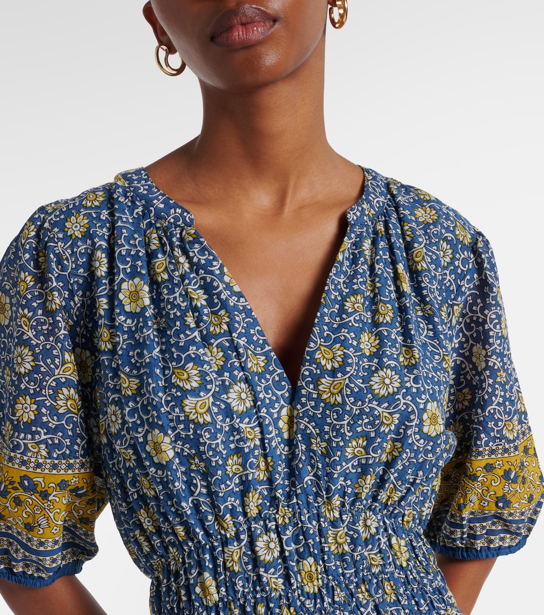 Robe longue Natalia en coton à fleurs | Velvet