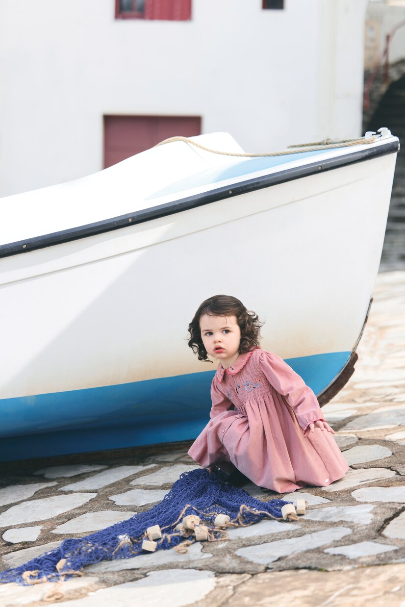 Baby crochet-trimmed cotton corduroy dress | Tartine et Chocolat