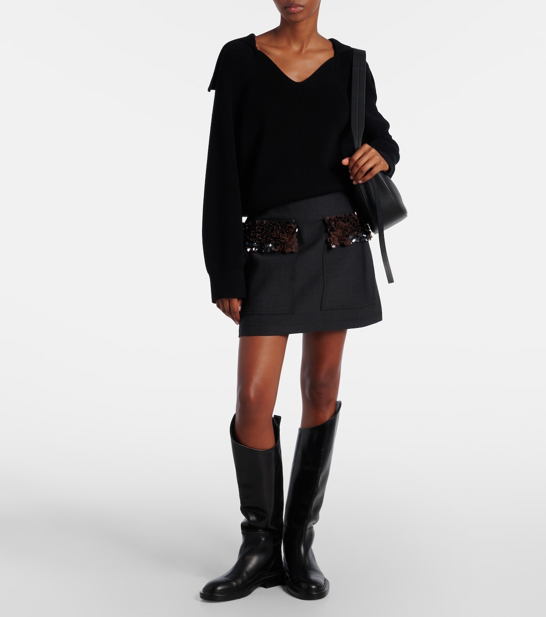 Minifalda en mezcla de lana con lentejuelas | Plan C