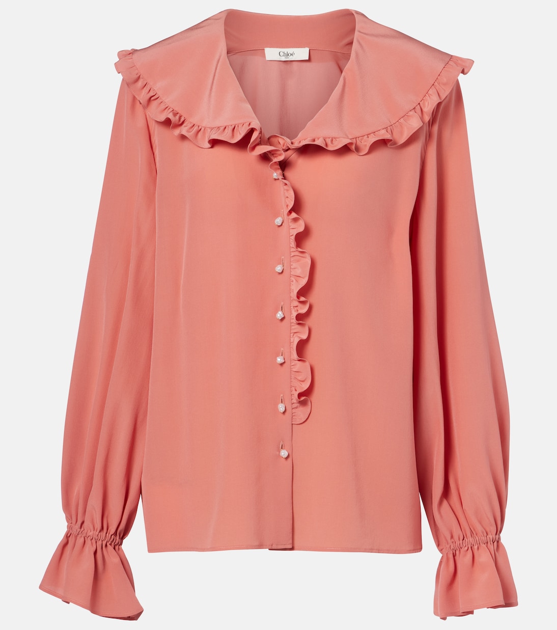 Ruffled silk crêpe de chine blouse | Chloé