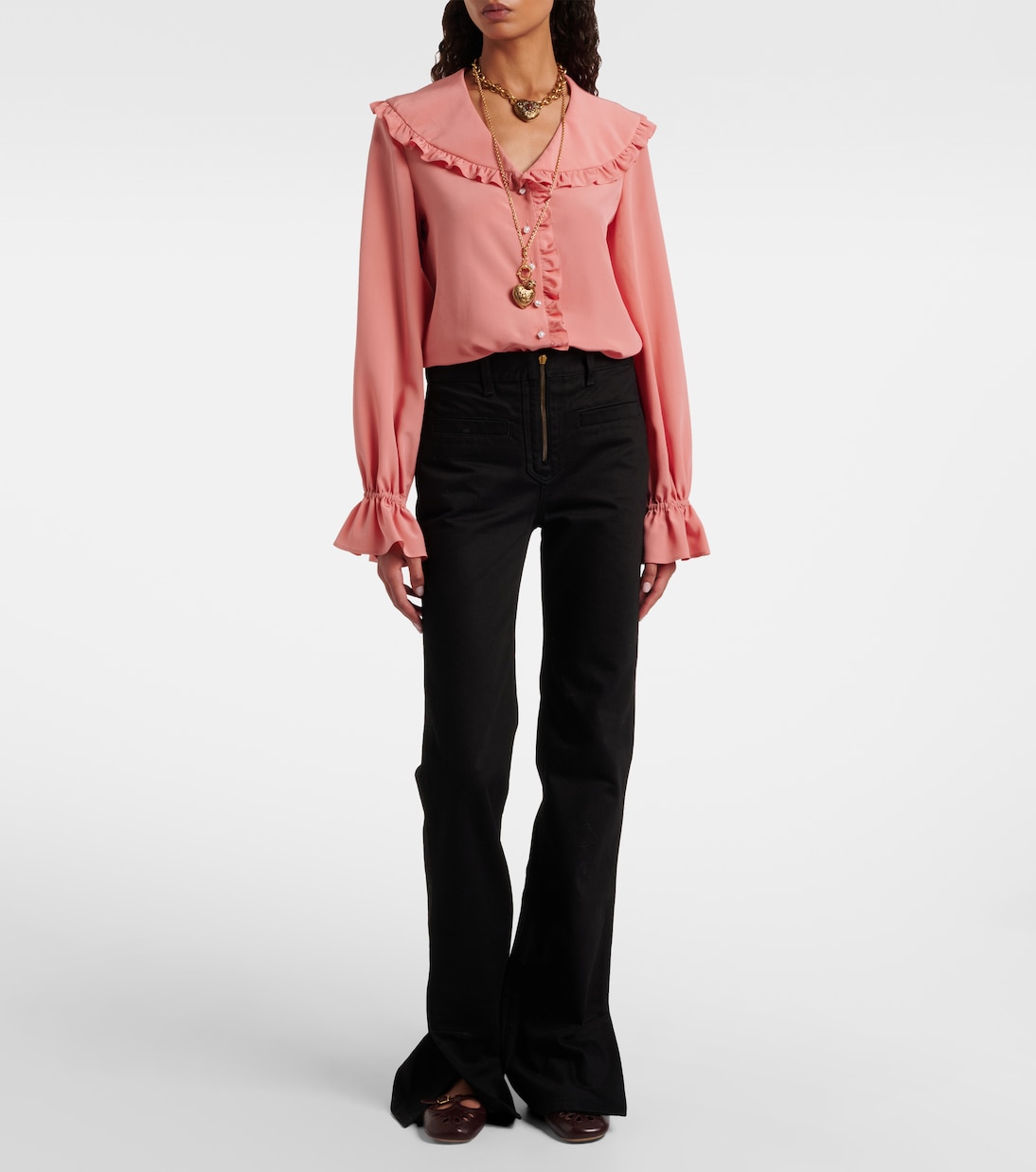 Ruffled silk crêpe de chine blouse | Chloé