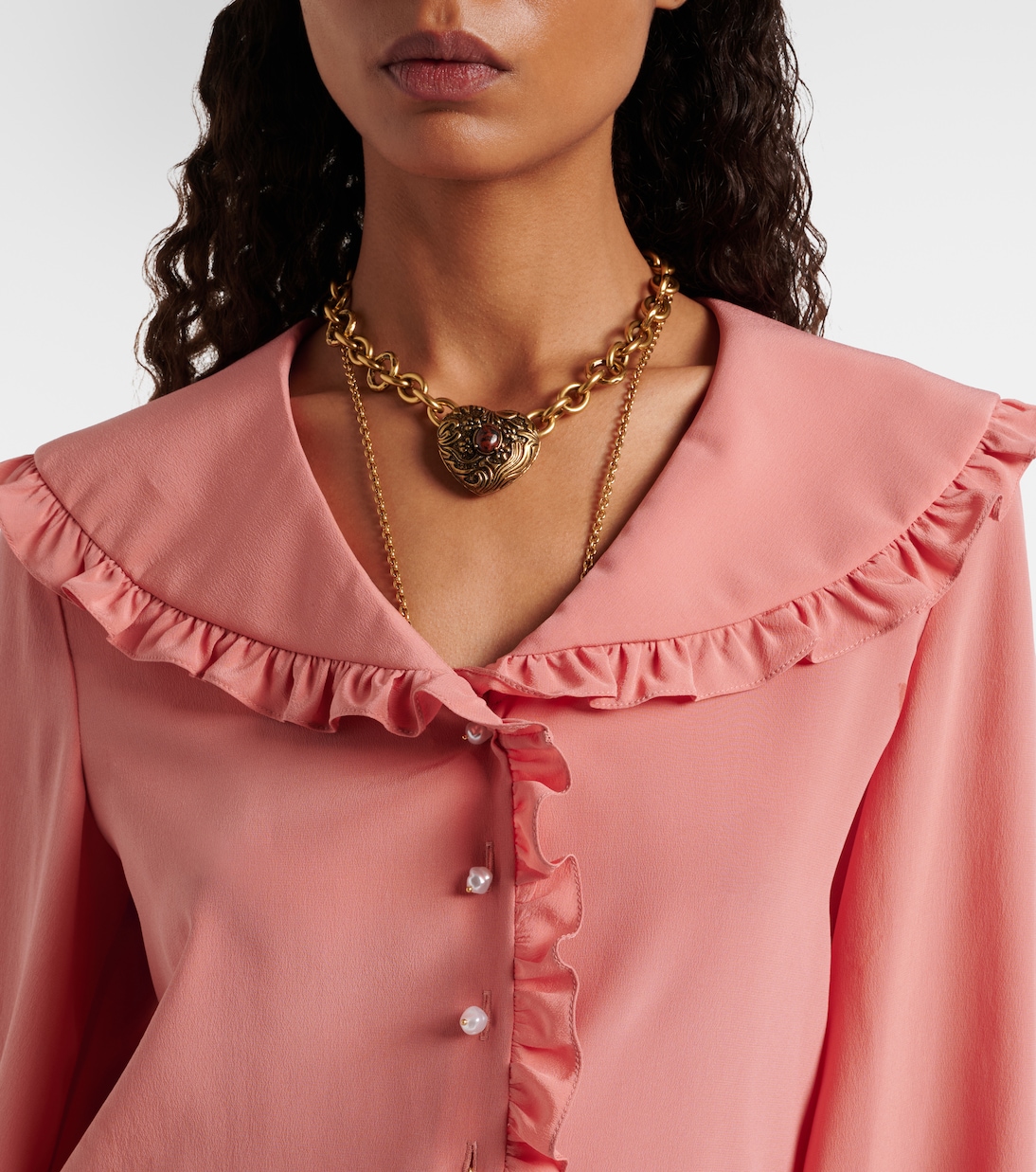 Ruffled silk crêpe de chine blouse | Chloé