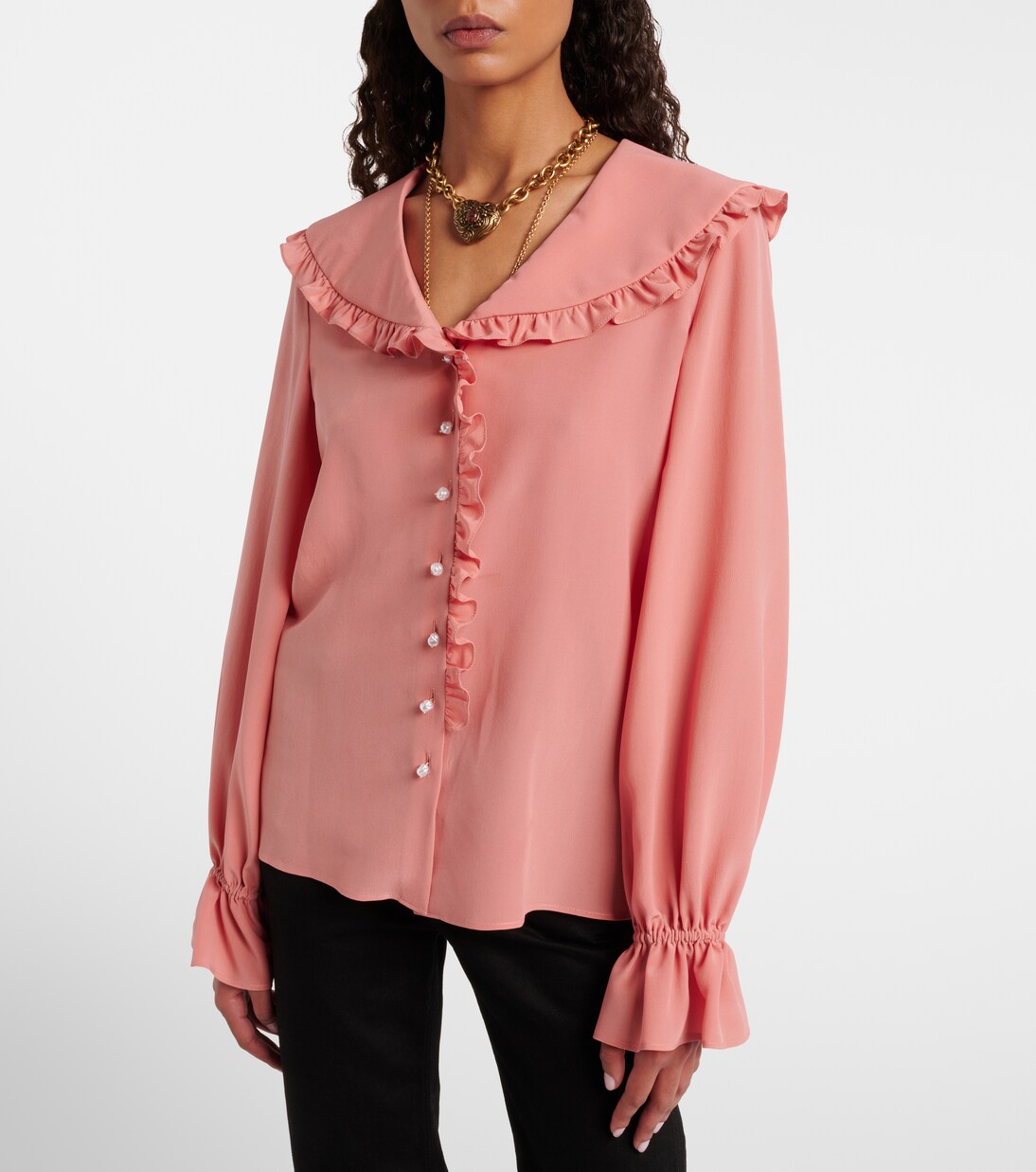 Ruffled silk crêpe de chine blouse | Chloé