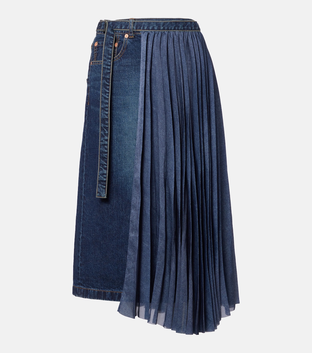 Pleated denim midi skirt | Sacai