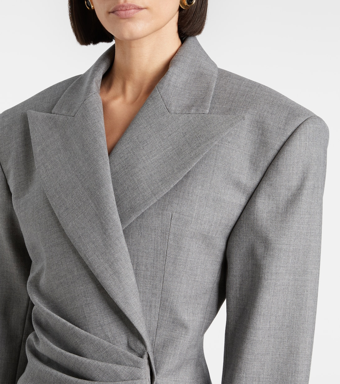 فستان درابيه بستايل جاكيت بليزر من الصوف الخام | Balmain