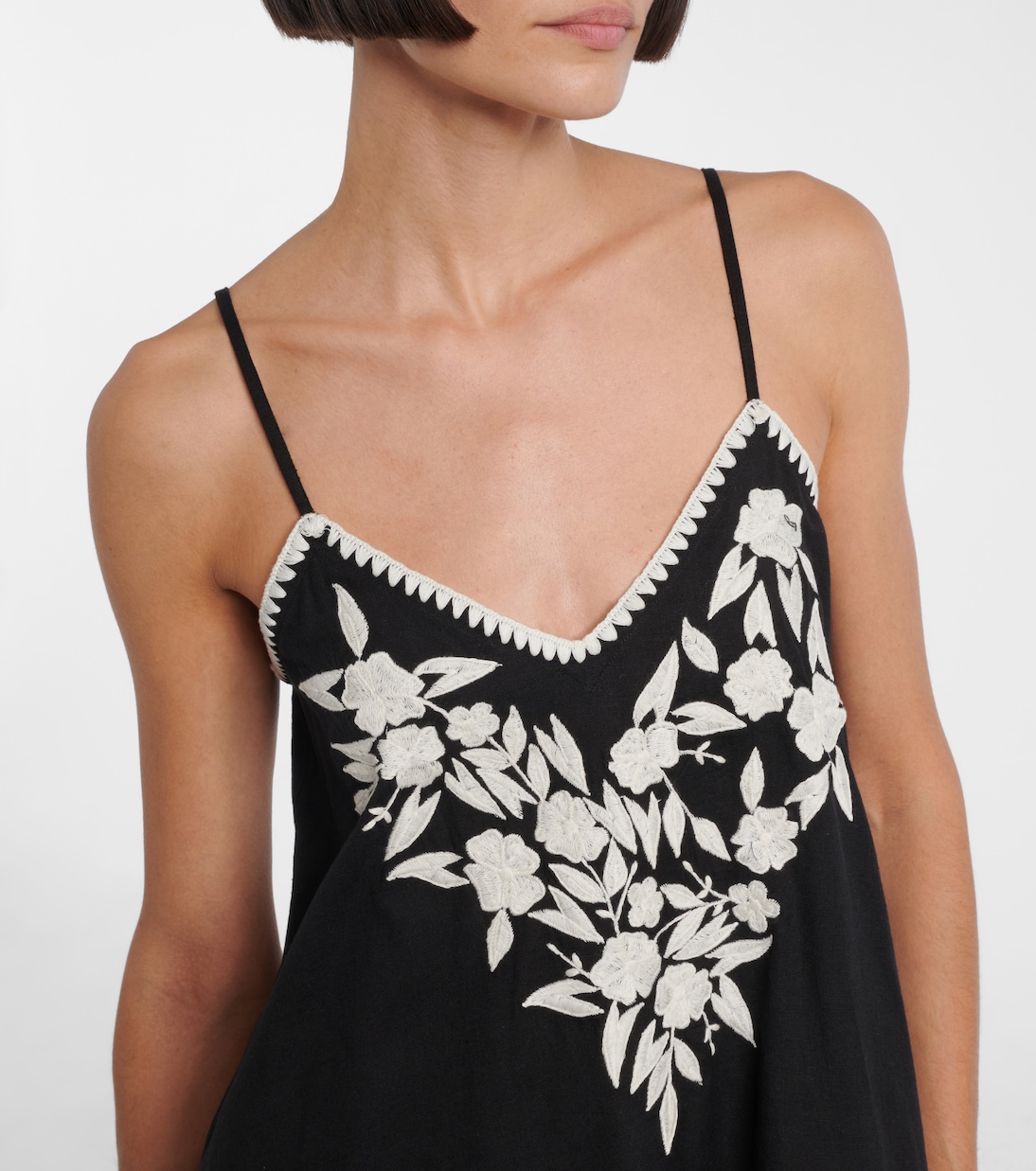 Embroidered cotton and linen midi dress | Juliet Dunn