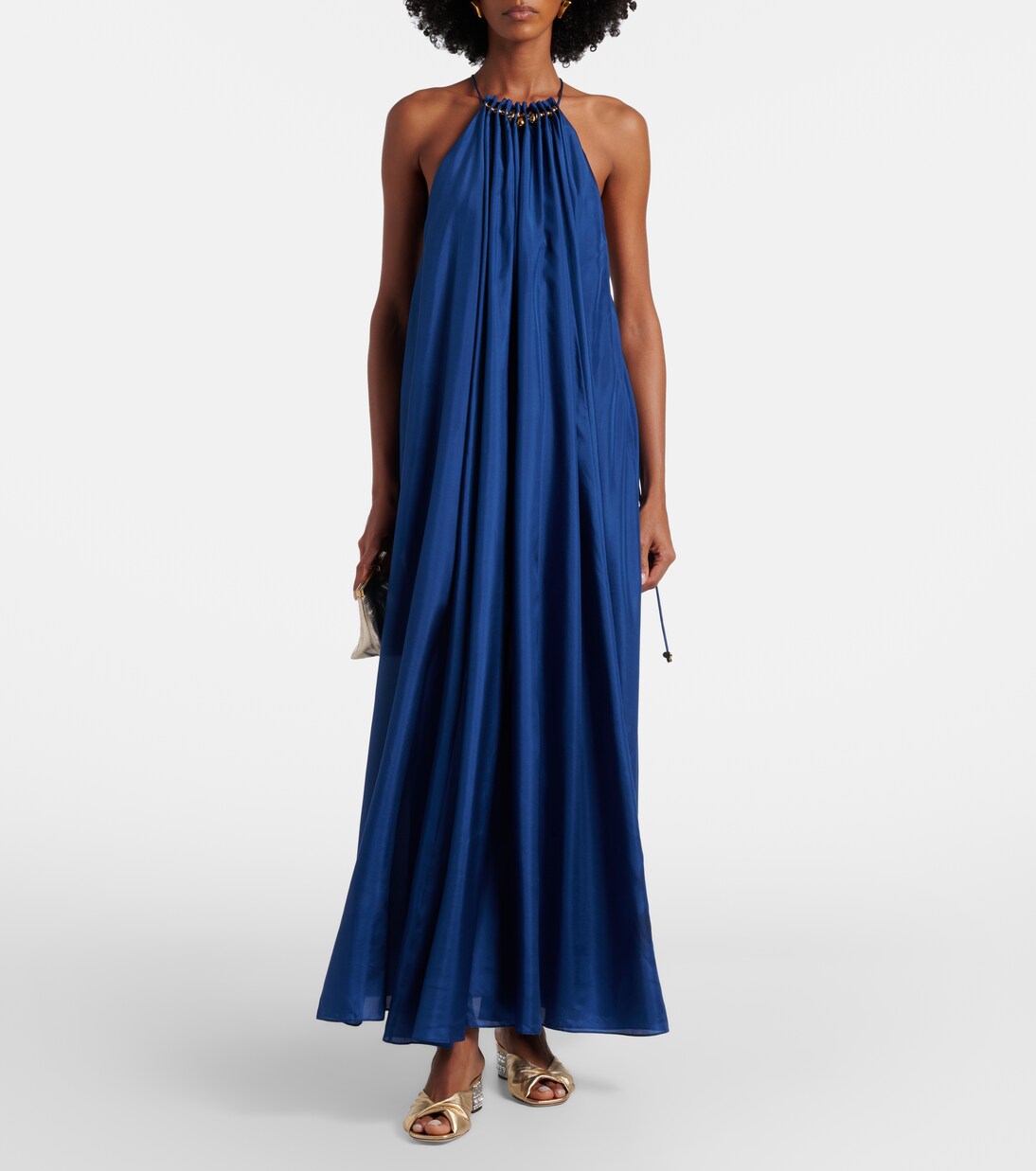 Pantoletten Mala aus Metallic-Leder mit Kristallen | Jimmy Choo