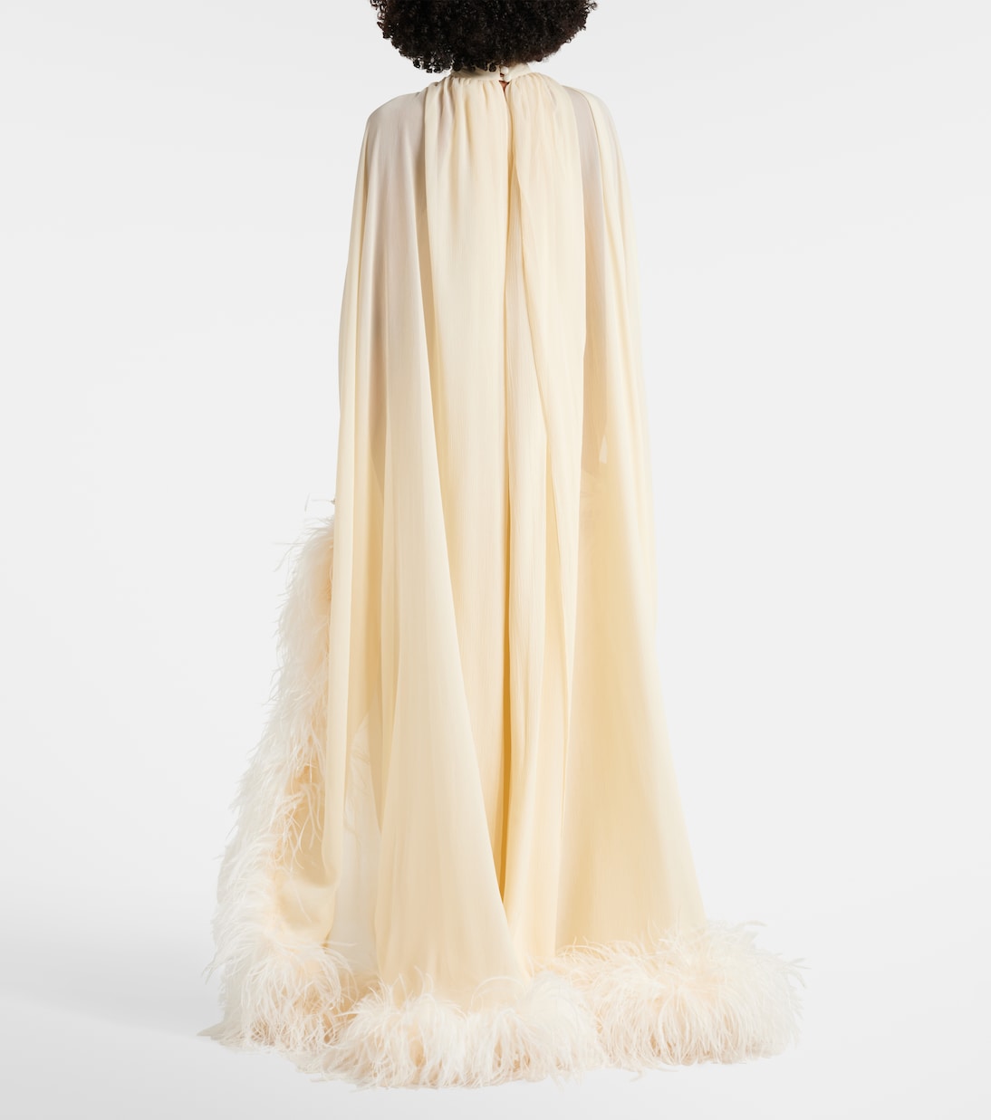 Feather-trimmed silk gown | Taller Marmo