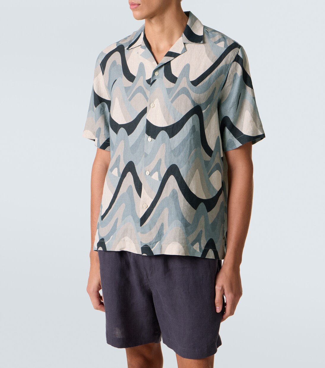 Roberto printed linen bowling shirt | Frescobol Carioca