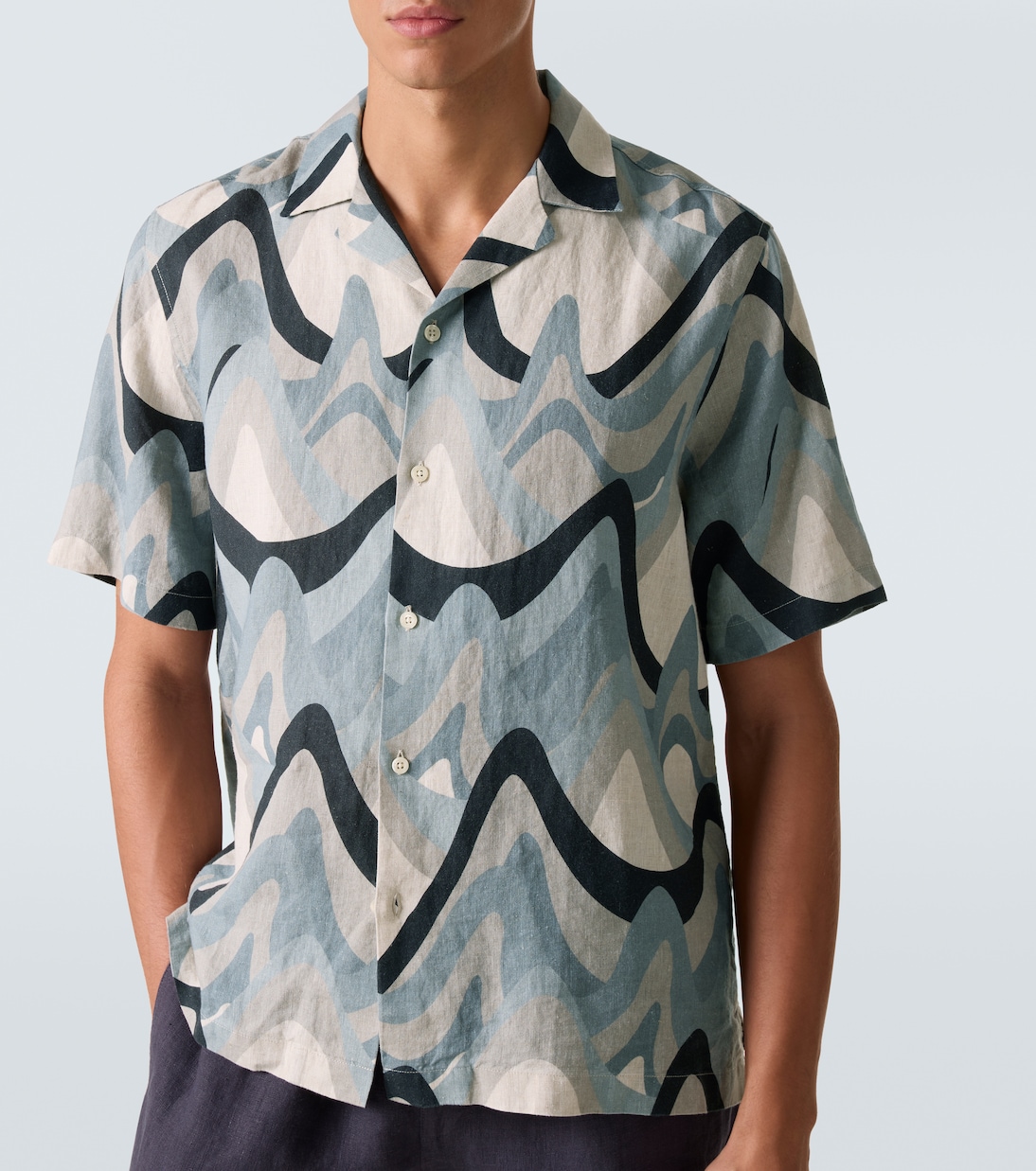Roberto printed linen bowling shirt | Frescobol Carioca
