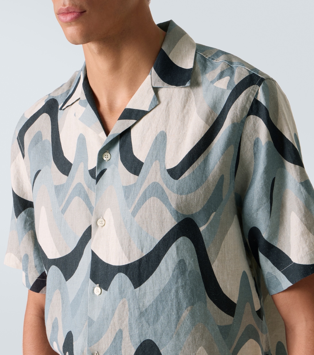 Roberto printed linen bowling shirt | Frescobol Carioca